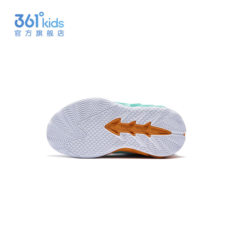 361°马到成功童鞋小童篮球鞋旋钮扣年春季新款运动鞋男童鞋子学生 湖水绿色/碳黑/电光橙色 32