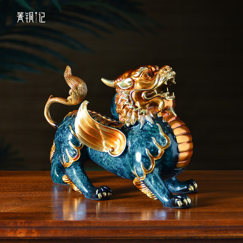 箐铜记《招财进宝》飞天貔貅一对铜摆件家居装饰品客厅玄关礼品 飞天霸王貔貅一对 大号 新中式