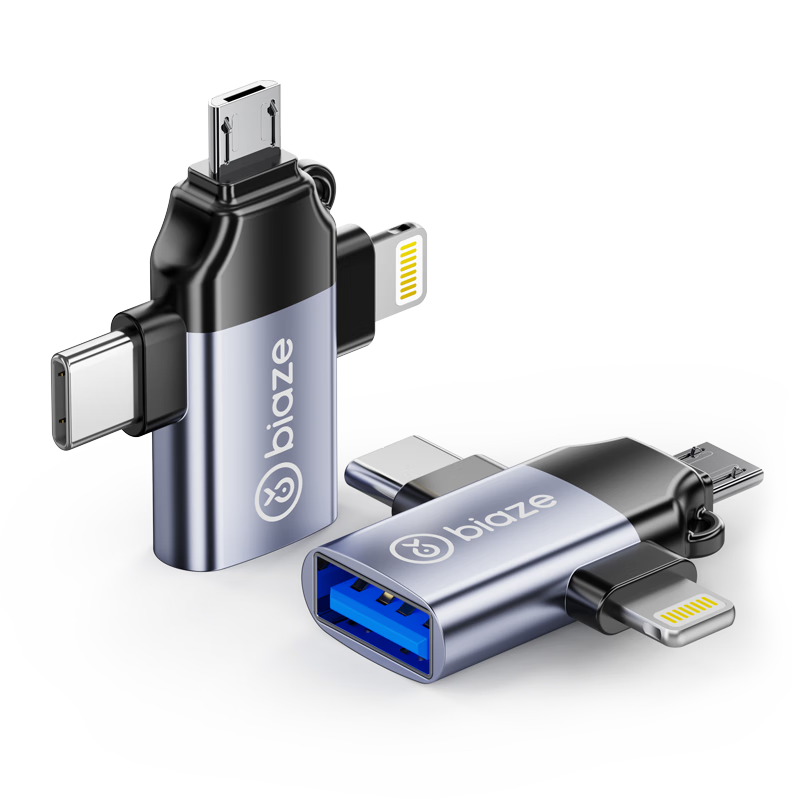 畢亞茲適用OTG轉(zhuǎn)接頭三合一蘋(píng)果Type-C安卓手機(jī)外接U盤(pán)鍵鼠USB轉(zhuǎn)換器讀卡器iphone17/16/15平板電腦相機(jī)