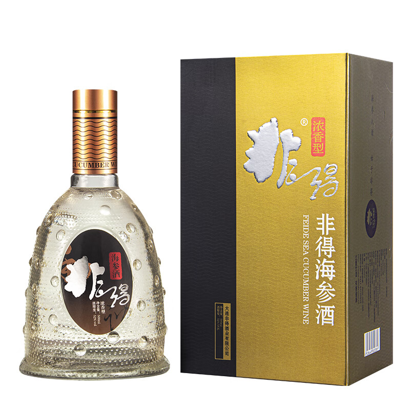 非得海参酒单瓶装高度纯粮白酒 大连特产非的海参肽酒送礼宴请用酒 52度 500mL 1瓶 买2件送礼袋