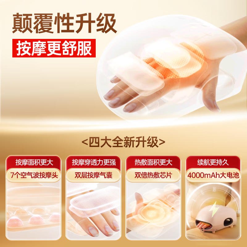 喜来康 手部按摩器手腕掌心指揉按关节腱鞘小鲸鱼理疗仪热敷送妈妈礼物