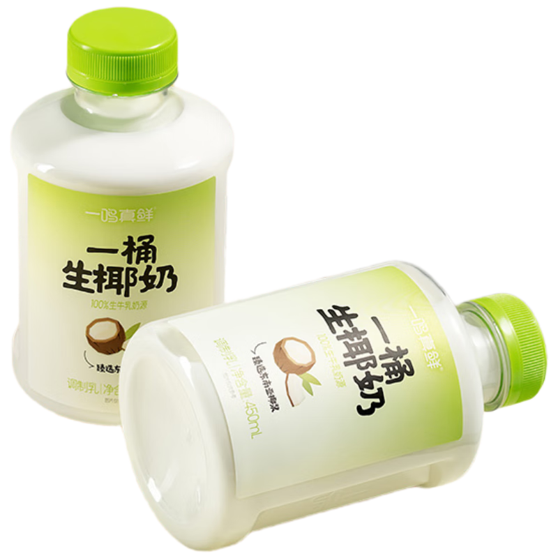 一鳴真鮮奶吧一桶生椰奶 生牛乳≥80%兒童早餐奶 450ml*4瓶 源頭直發(fā)