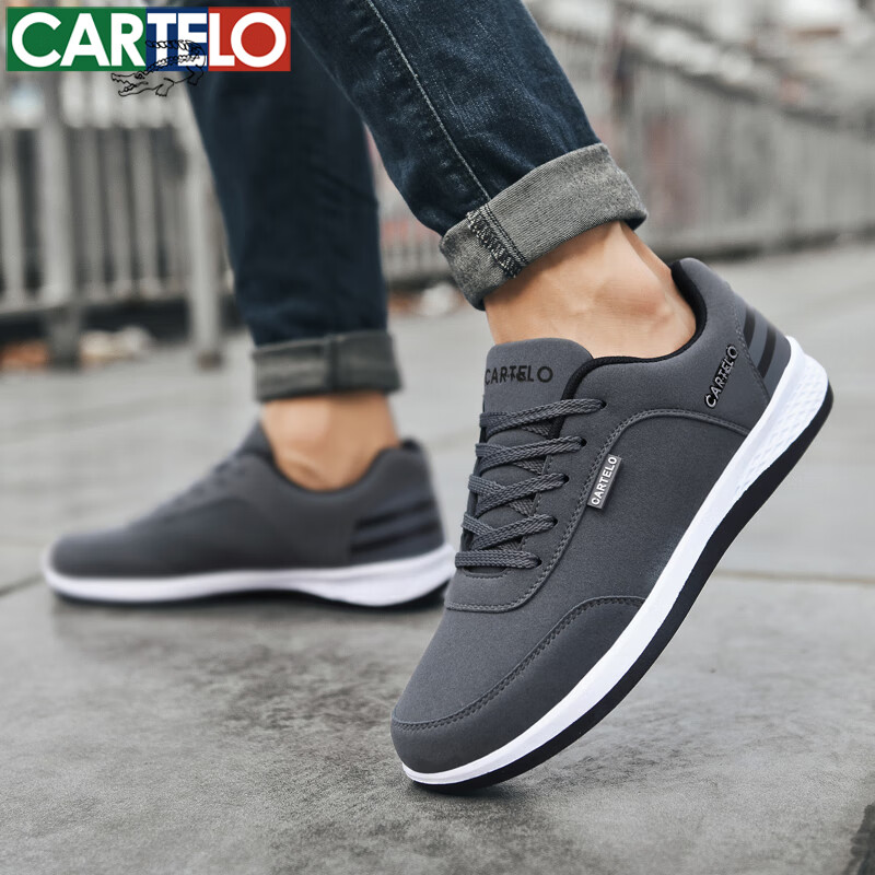 卡帝乐鳄鱼男鞋春秋透气薄款网面飞织网鞋四季旅游户外运动休闲鞋男士鞋子男 深灰[四季款] QH2032 42 [运动鞋码]