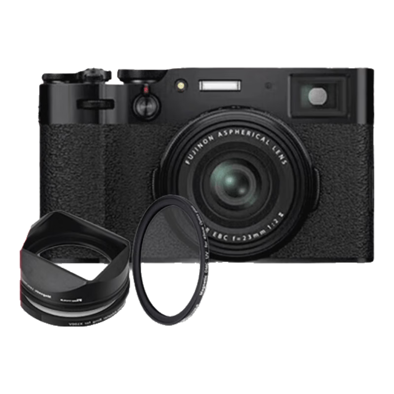 富士（FUJIFILM）富士X100VI X-100VI復古微單數碼相機Vlog4K旅游隨身掃街照相機 黑+磁吸遮光罩+UV鏡+1塊電池 官方標配+512G內存卡+保護皮套
