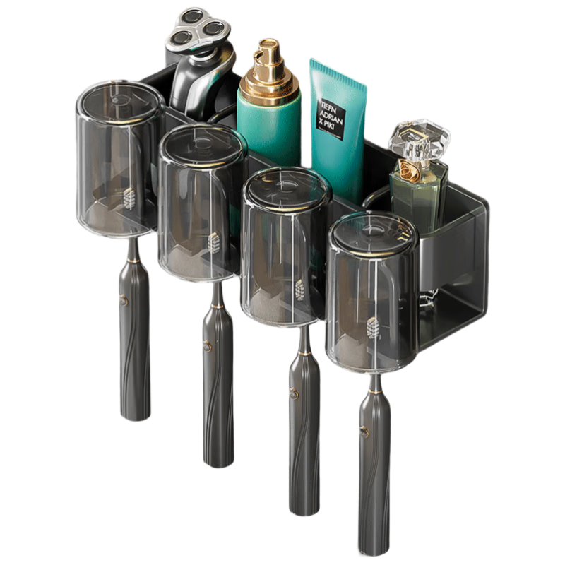 佳帮手牙刷杯置物架免打孔漱口杯壁挂式牙刷架置物架卫生间牙杯架 四杯