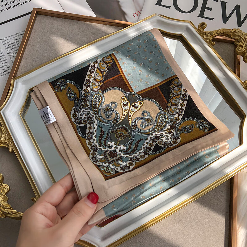 BGUG真丝丝巾女高档桑蚕丝长巾实用母亲节送妈妈老婆长辈女友生日礼物 埃及圈圈