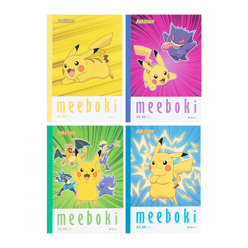 晨光（M&G）文具【蒲熠星同款】双倍速滑b5笔记本本子高颜值meeboki无线装订记事本4本宝可梦WB5656DD
