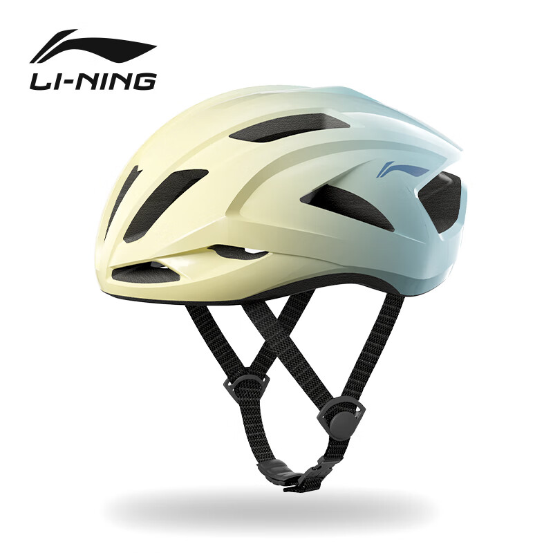 李宁（LI-NING）骑行头盔公路车自行车男款山地车安全女气动带风镜透气骑行帽装备 柠檬蓝【气动头盔 约280g】 M码【头尾54-57CM】