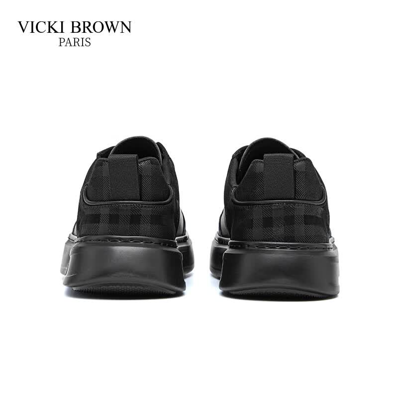 未毕(VICKI BROWN)法国品牌VB男鞋【升腾系列】舒适透气商务皮鞋男防滑松紧带休闲鞋 黑色 42