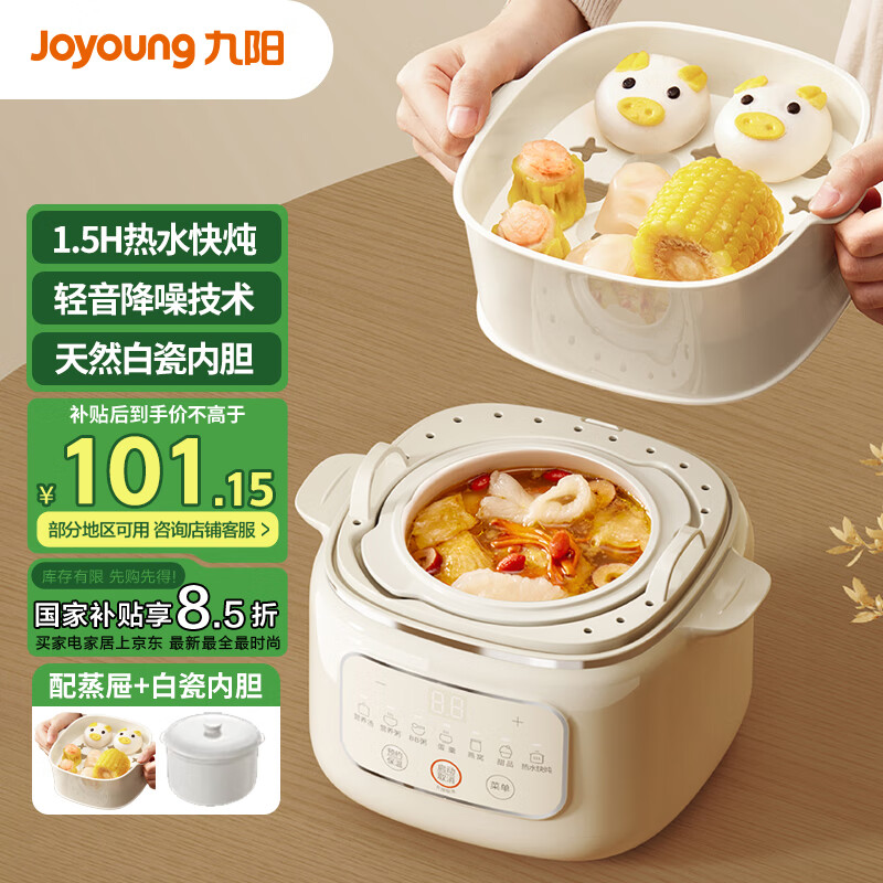 九阳（Joyoung）电炖锅家用多功能锅1L电炖盅炖汤盅燕窝锅养生锅小火慢炖电炖锅精炖煮粥煲汤锅DG10G-GD169Z