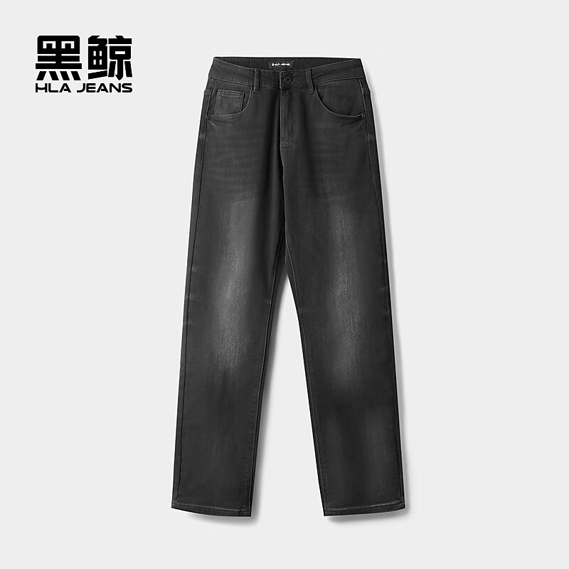 黑鲸黑色直筒牛仔裤男时尚舒适长裤男裤子男 黑牛过渡色（中）05 XL