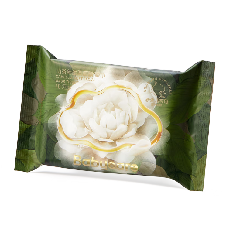 babycare面膜柔巾婴儿山茶新生柔超柔乳霜巾一次性洗脸巾绵柔巾10抽*1包