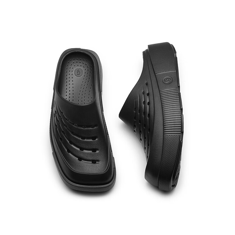共迹gongji敖瑞鹏同款2025夏季新款洞洞鞋黑色休闲鞋子拖鞋厚底男士凉鞋女鞋 黑色 36 -37