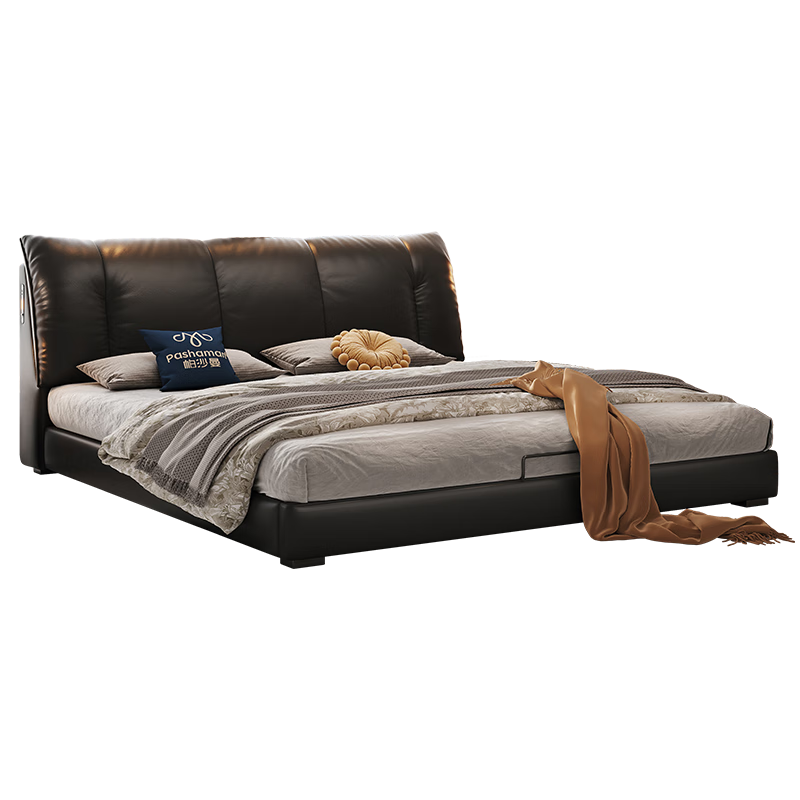 ��ɳ����Ƥ����ʽ�������Դ󴲸��䴢�ﴲ�ɳ���ɫ����˫�˴�8004CP ��USB+��+10CM��ľ������+���� ��ܽṹ1500mm*2000mm