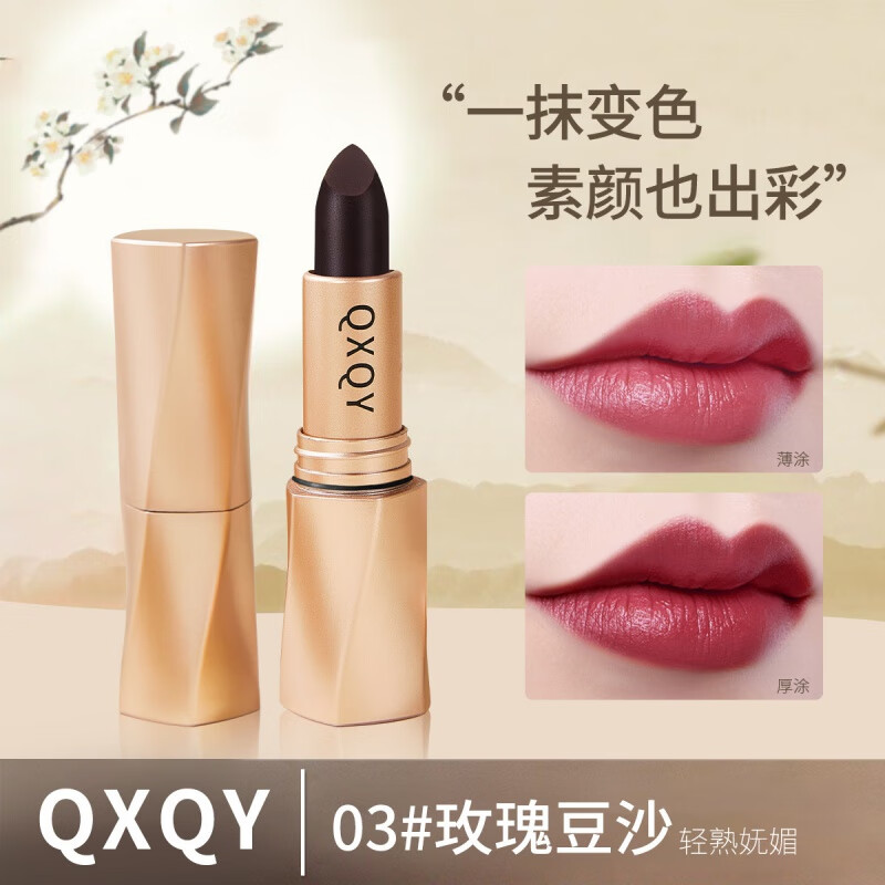 QXQYQXQY黑奢绒光不沾杯口红哑光防水豆沙色显色秋冬气质丝绒持妆唇膏 02#肉桂奶茶