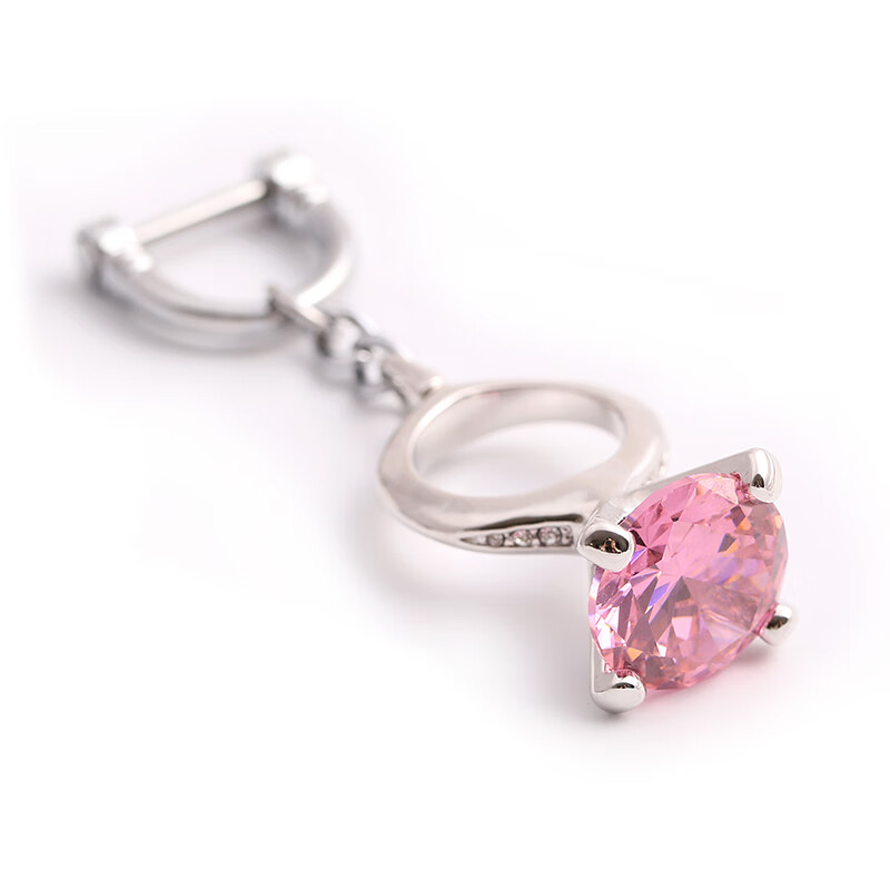 米勒斯網(wǎng)紅鉆戒鑰匙扣女大鉆石戒指車鑰匙掛件精致定制禮物鑰匙鏈圈 粉鉆(刻字)【通用汽車匙扣版】