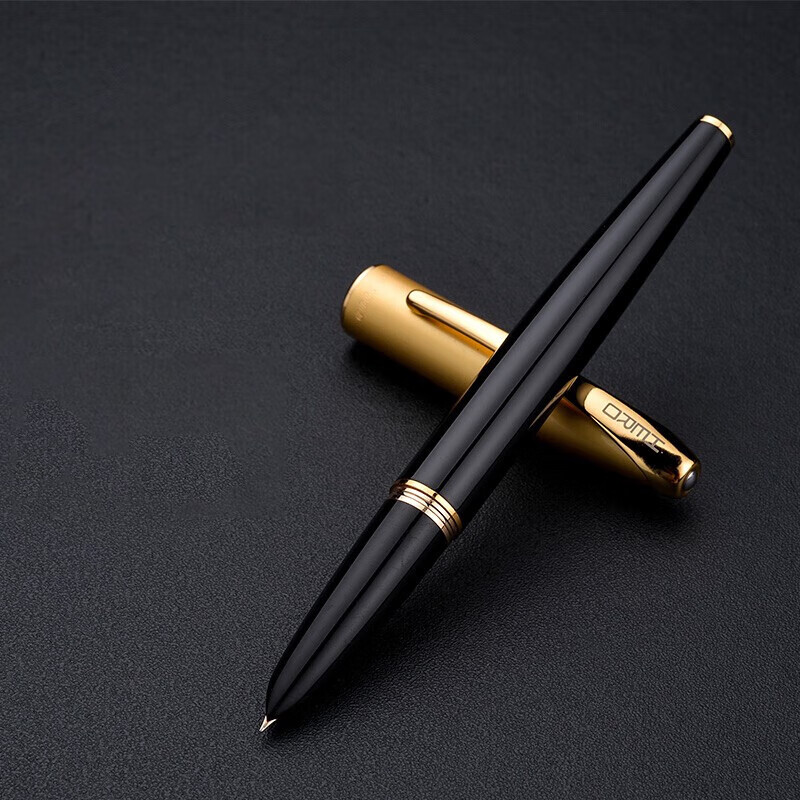 英雄（HERO）【10K金笔】1000钢笔经典暗尖钢笔商务学生练字笔硬笔书法笔签字笔生日礼物可定制钢笔 黑杆金帽10K金笔（约0.5mm）