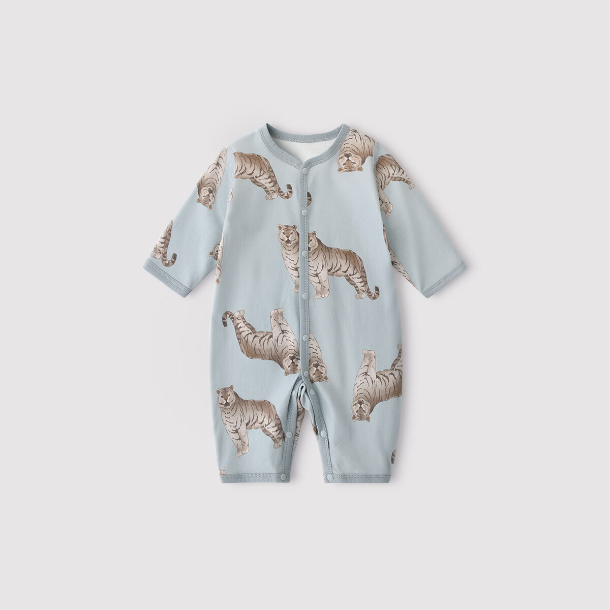 巴厘小猪新生儿婴儿衣服a类纯棉初生儿春秋哈衣爬服四季款睡衣宝宝连体衣 虎啸山林-蓝 59cm