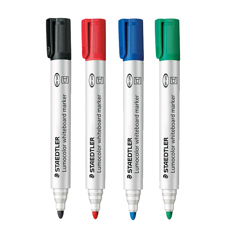 施德樓（STAEDTLER）可擦白板筆 2mm防干型彩色記號筆 辦公用品會議筆-黑紅藍綠各1支351WP4
