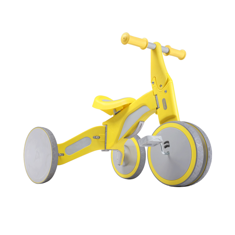 柒小佰 变形儿童车宝宝滑步车可折叠平衡车带脚踏儿童三轮车骑滑两用自行车 小黄