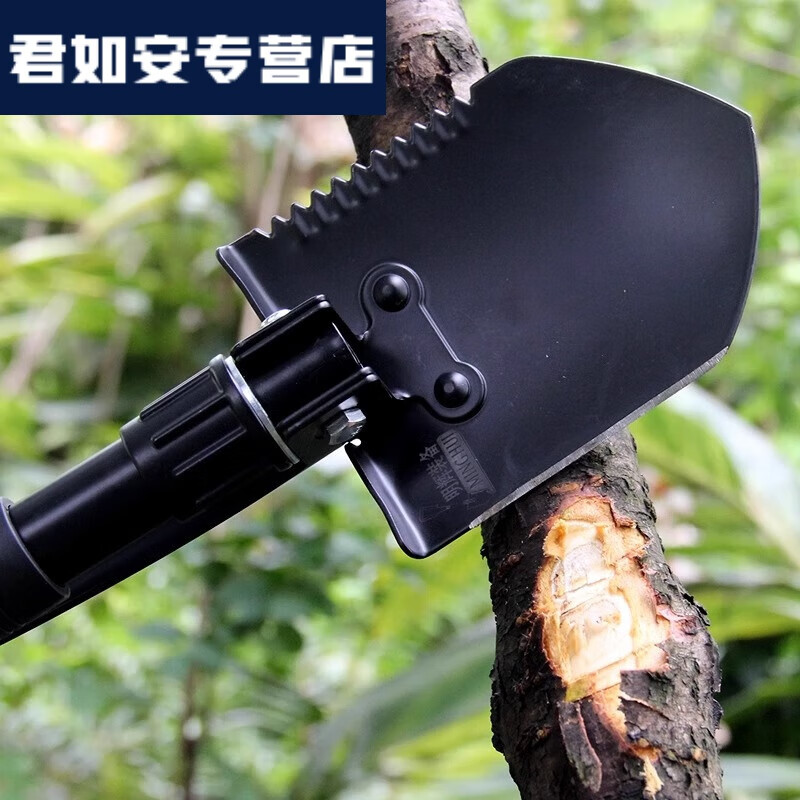 格里奥兹(GLIOZZI)工兵铲多功能户外锄头折叠铲锰钢加厚铲子军版生存装备露营 黑色一个