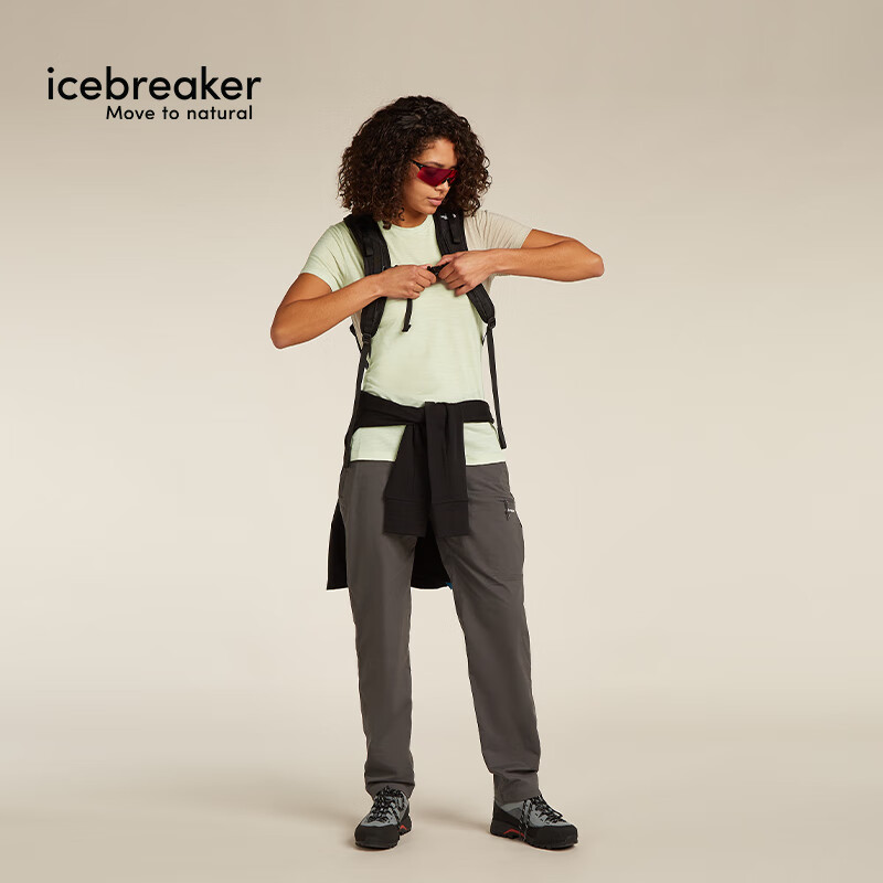 icebreaker100%纯美利奴羊毛女150 Tech Lite户外登山跑步运动速干短袖T恤 苍灰 XS