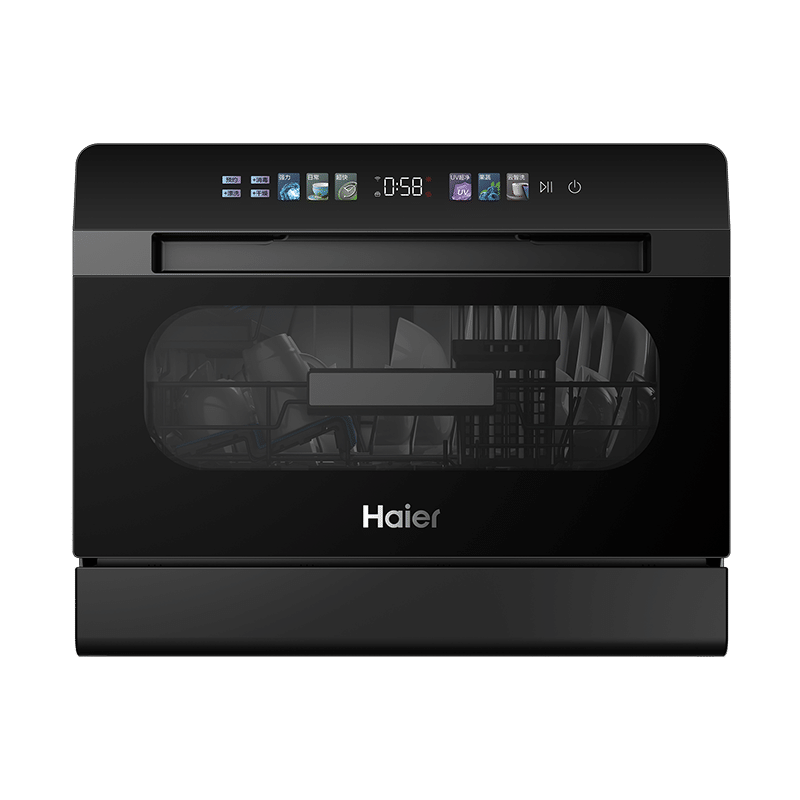 海爾（Haier）小海貝臺(tái)式洗碗機(jī)8套小型家用 高溫+獨(dú)立UV除菌 洗消一體 自動(dòng)開門速干7天存儲(chǔ)ETW83286KHU1