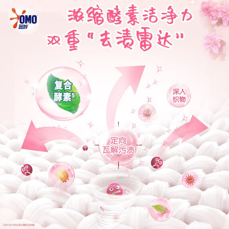 奥妙 OMO洗衣凝珠樱花柔护洗衣液 白桃护色浓缩洗衣珠 除菌除螨洗衣球留香 清新白桃香型 50颗*3盒