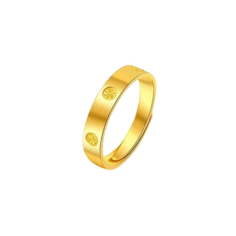 DL 1998越南沙金戒指黄l金色沙金光面钻纹戒指情侣款对戒活口 男戒 开口可调节