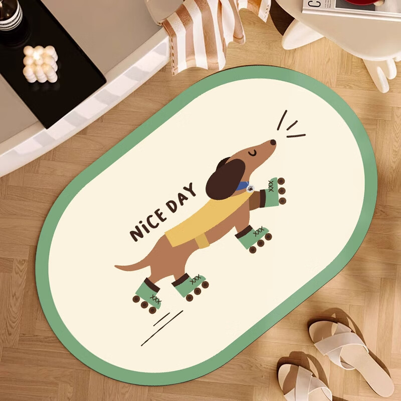 季象浴室脚垫软科技绒速干吸水防滑垫子厕所卫生间门口洗手间卫浴地垫 GZN-腊肠狗狗款式-A 40x60cm
