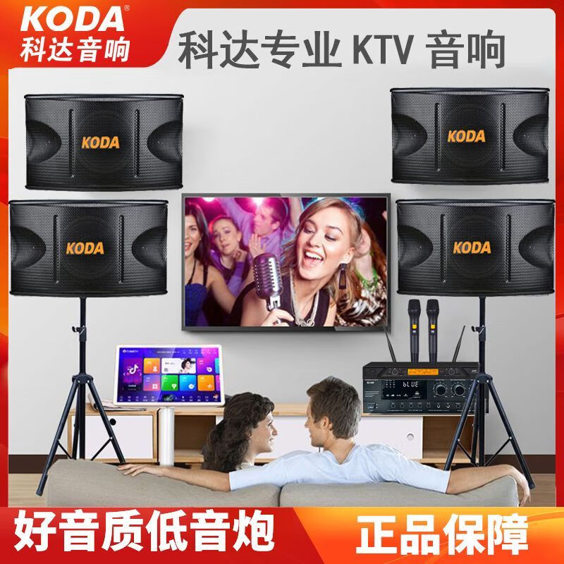 科达KODA10寸家庭KTV点歌机音响话筒套装重低音专业级娱乐卡拉OK 黑色 歌神款10寸音响+功放+话筒
