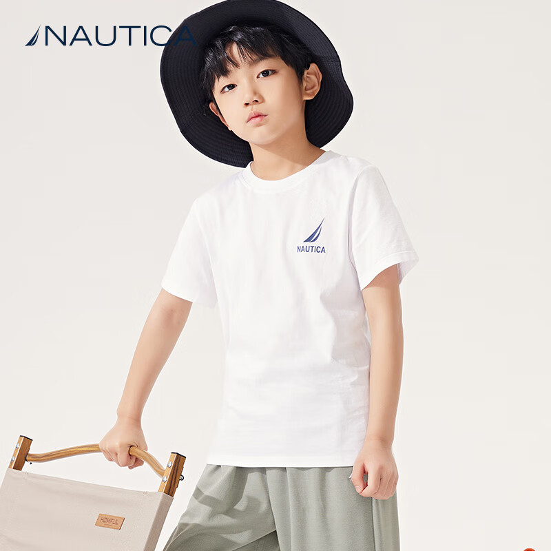 NAUTICA童装【儿童基本款】男女童短袖T恤夏季打底衫t恤衣服上衣速干衣 粉红 150