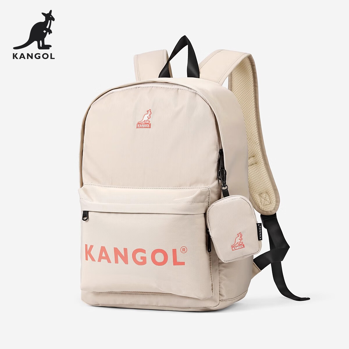 KANGOL官方简约双肩包女大学生通勤书包时尚大容量休闲运动旅行潮流背包 青莲紫