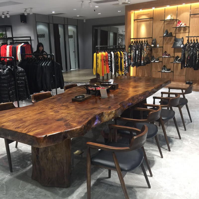 歌减2025新款实木大板茶桌现代简约功夫茶台新中式禅意办公室原木泡茶 单桌:300*(90-100)*75(厚8cm)