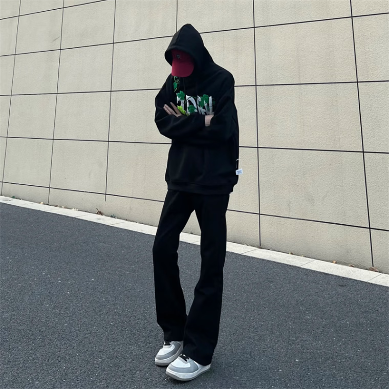 黑盒白弯刀微喇牛仔裤男装美式复古vibe高街显瘦修身黑色直筒长裤子男 白色 常规 L