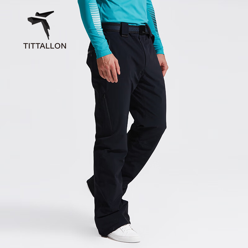 体拓(TITTALLON)【P系列】专业高端双板滑雪服男 户外防风防水保暖透气滑雪外套 黑色裤装 M