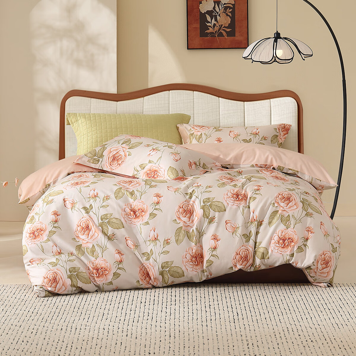 水星家纺 全棉被套 纯棉被罩被套床品单件 单双人宿舍被套 花倾颜【40S全棉/花卉】 150×210cm