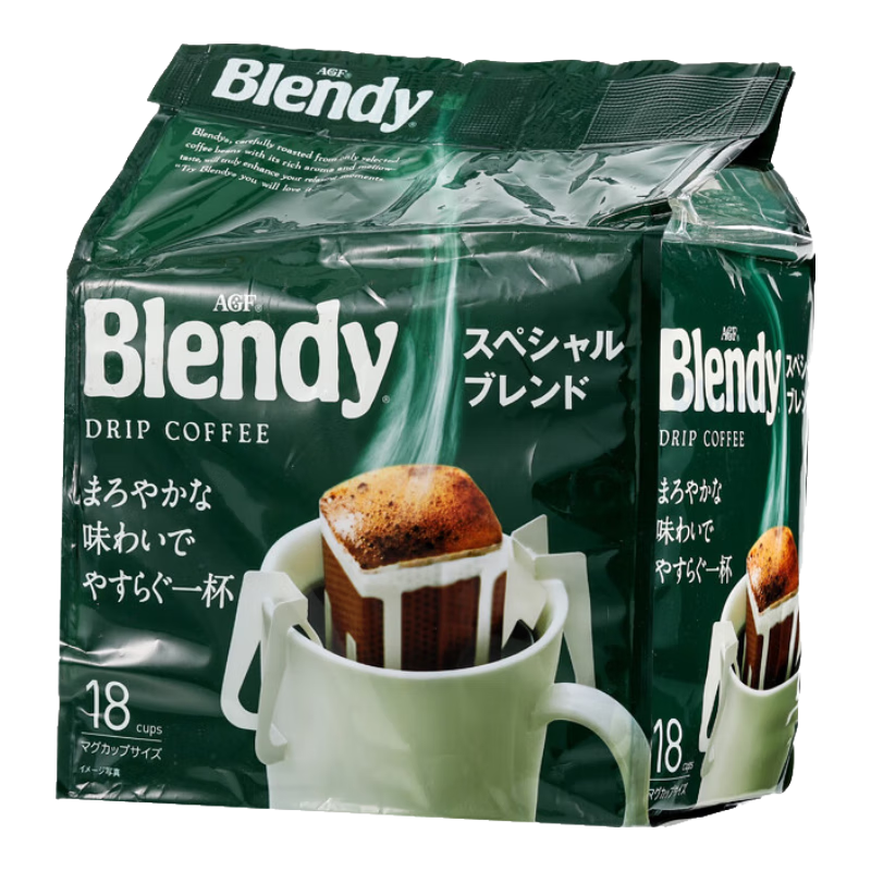 AGF Blendy滴濾掛耳咖啡7g*18袋現(xiàn)磨黑咖啡無蔗糖 日本原裝進口