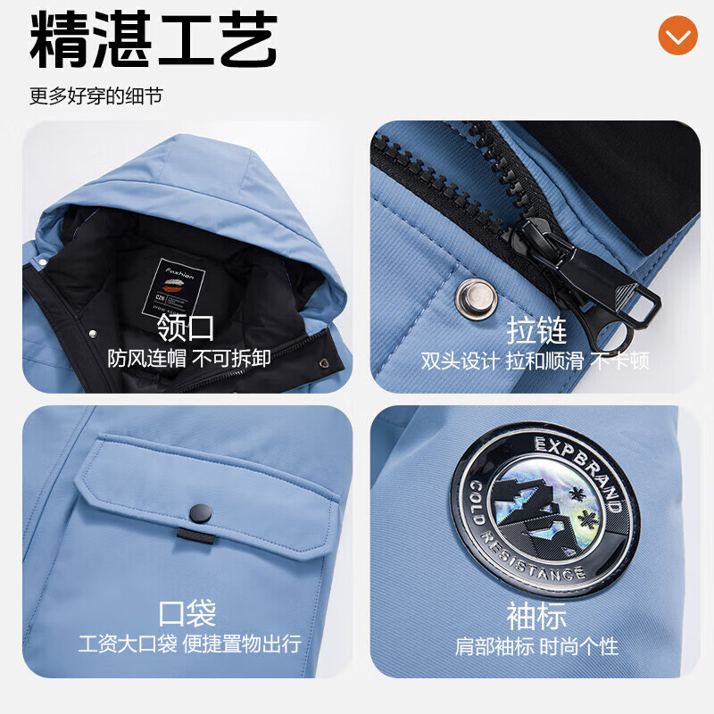 罗蒙(ROMON)男士短款连帽羽绒服冬季新款中青年时尚潮流防寒保暖外套 藏青色 2XL 185(适合145-160斤)