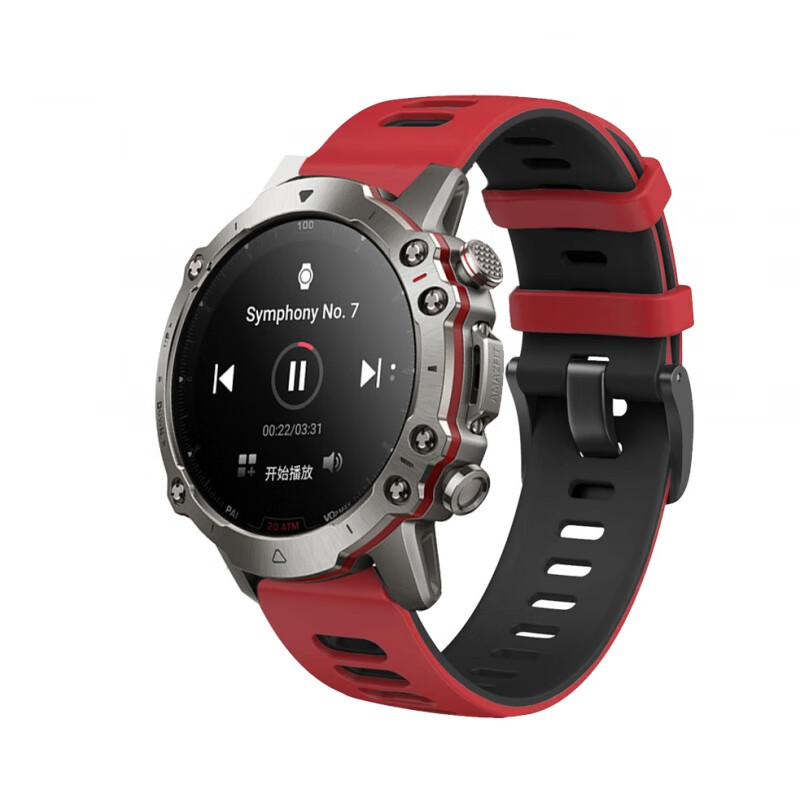 万浮生适用华米跃我amazfit falcon智能手表表带 A2028硅胶时尚运动腕带 红黑 适用amazfit falcon