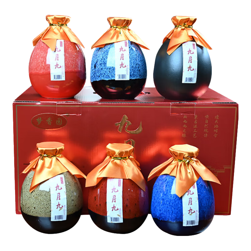 夢香園 十堰房縣黃酒 糯米純洑汁酒 九月九陳釀 原漿米酒500ml*6瓶 500mL 6壇 禮盒裝 1件