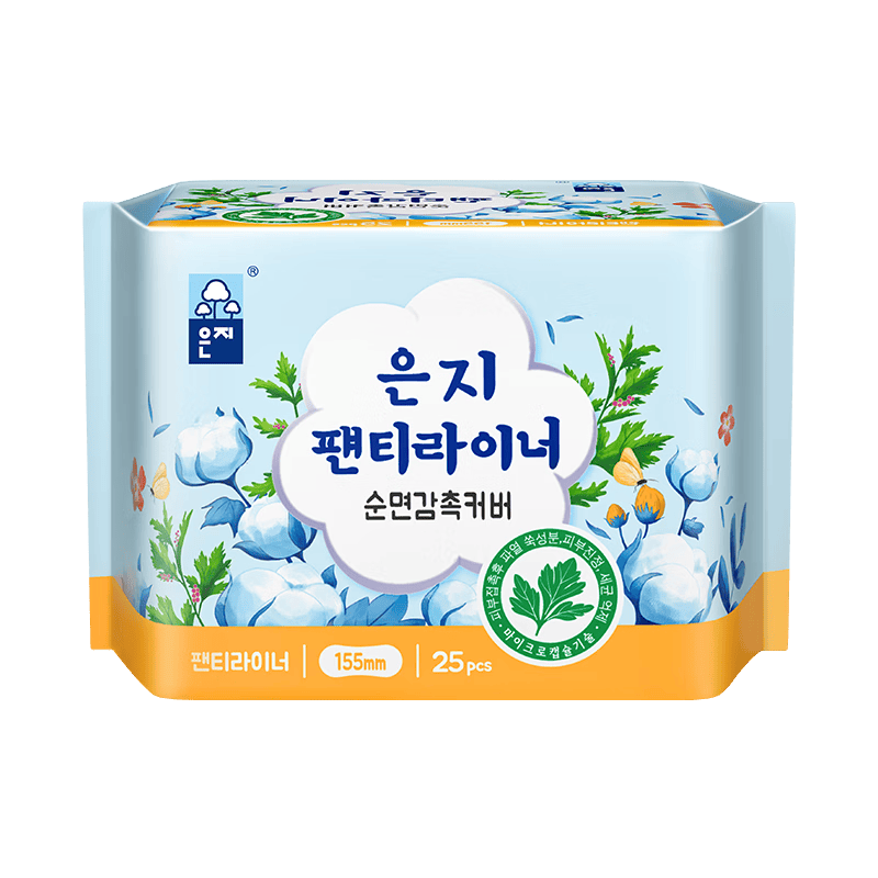 创宙 恩芝韩国进口卫生护垫155mm25片 艾草植萃微囊私护抑菌净味超薄姨妈巾