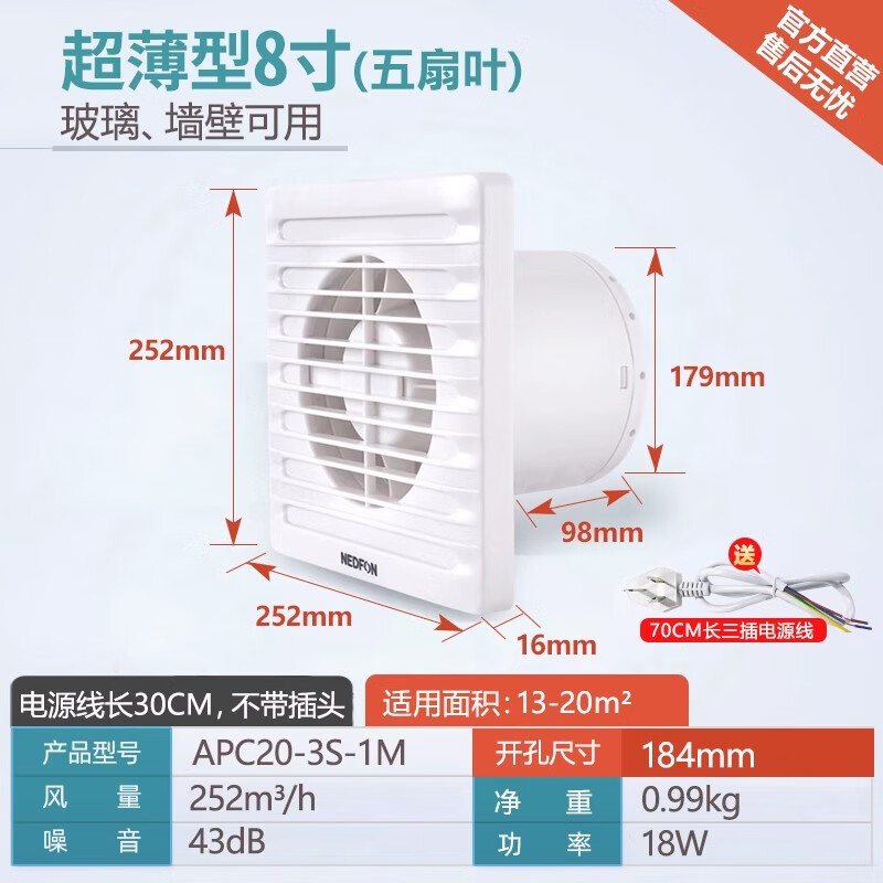 �̵��磨Nedfon����Ҷǽ��ʽ�������ŷ��Ȼ����� 8�� APC20-3S-1M ���׳ߴ�184mm�������13-20�O 72.25Ԫ