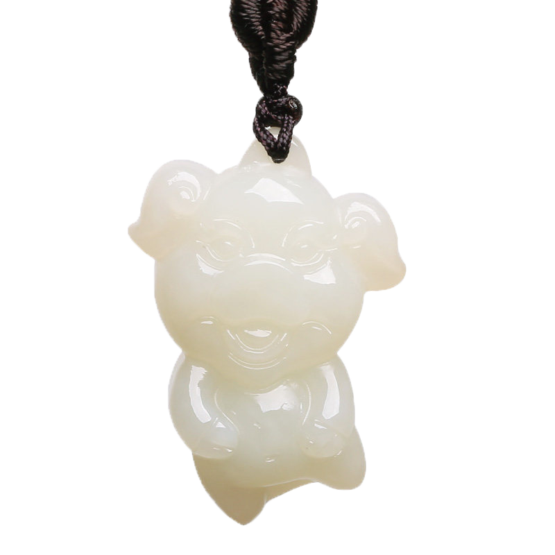 藝鉑緣真玉十二生肖吊墜男女屬相玉墜兒童掛件玉佩白玉石項鏈玉佩玉器 生肖牛