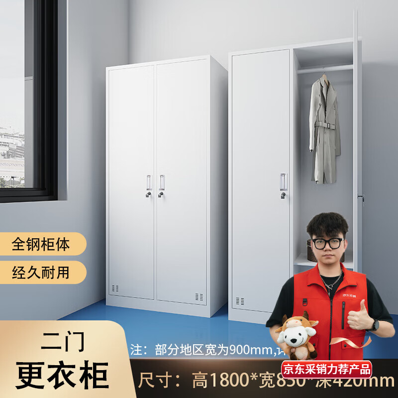 俱兢構際更衣柜員工鐵皮衣柜帶鎖儲物柜車間鐵衣柜宿舍多門鞋柜碗柜存 二門更衣柜 標準款