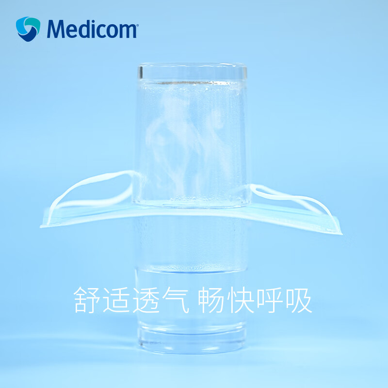 Medicom麦迪康医用外科口罩无菌型成人一次性三层防护透气薄款防晒 【非无菌蓝色】50只*2盒【非独立装100只】