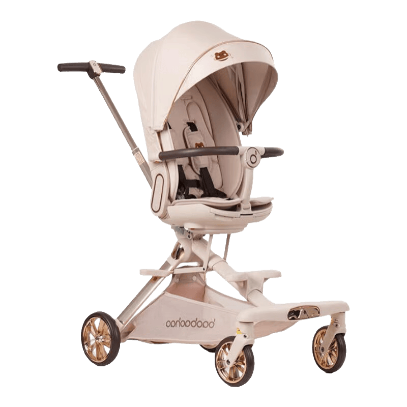 寶寶好溜娃神器輕便折疊手推車遛娃車可躺高景觀嬰兒推車 V16 V16C香檳金plus皮蓬【曬圖有獎(jiǎng)】