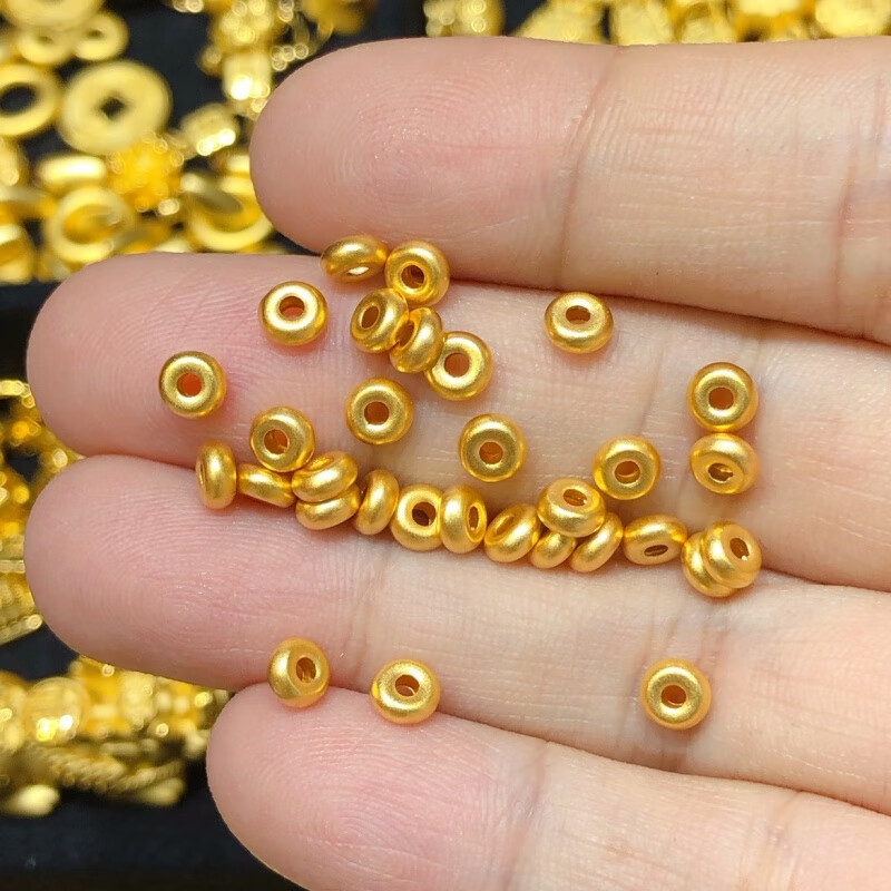 YINXIANGRONG足金算盘珠黄金古法小金圈隔珠转运珠DIY配件送女友生日礼物 算盘珠约0.04g/个支持多退少补