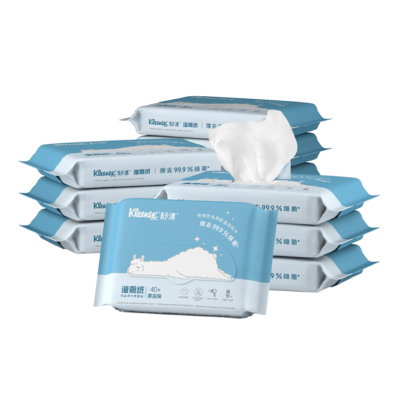 舒洁（Kleenex）湿厕纸40抽*10包家庭装厕纸湿厕纸纯水洁厕湿巾湿纸巾厕纸