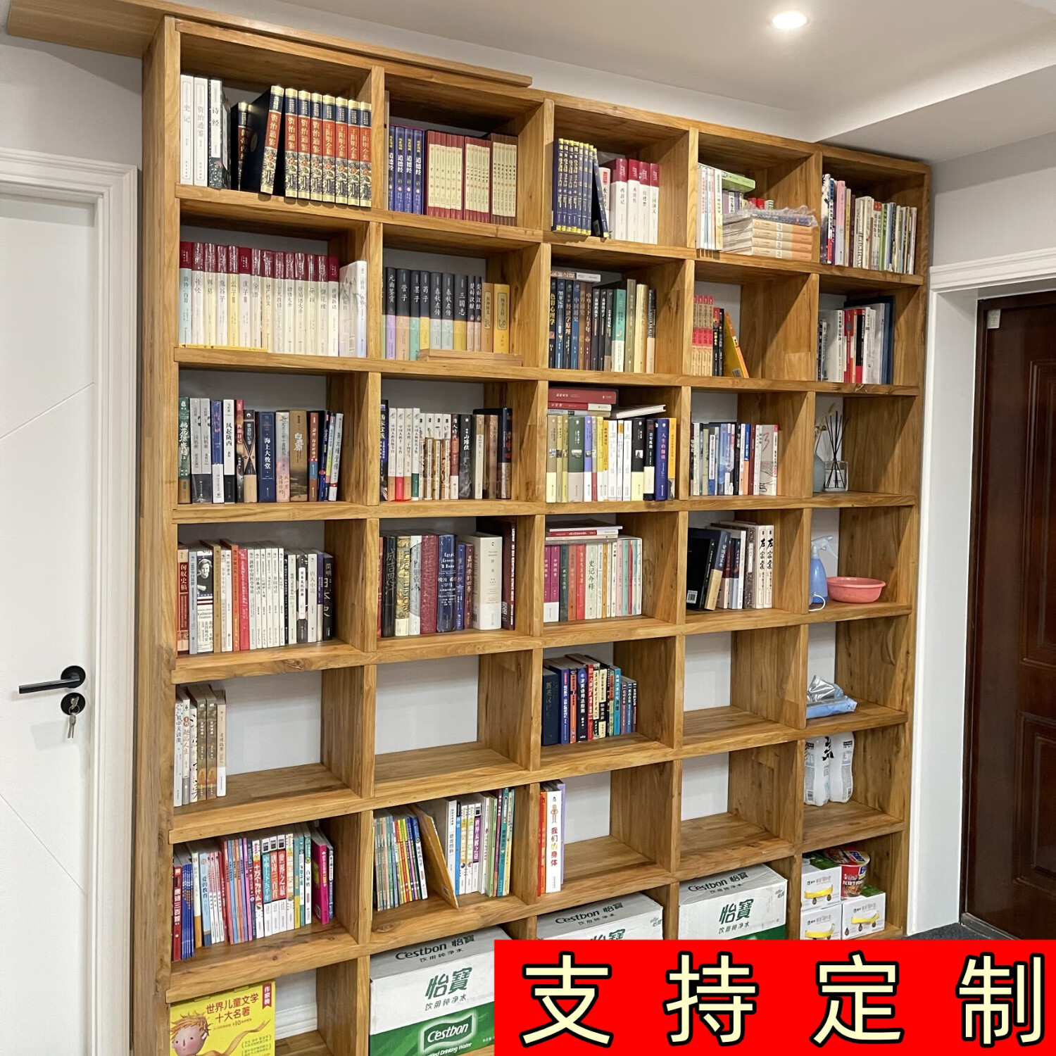定制老榆木书架落地书柜隔断吊柜实木书柜格子架置物定做满墙书架 原木 3cm厚老榆木板定制设计 京东折扣/优惠券